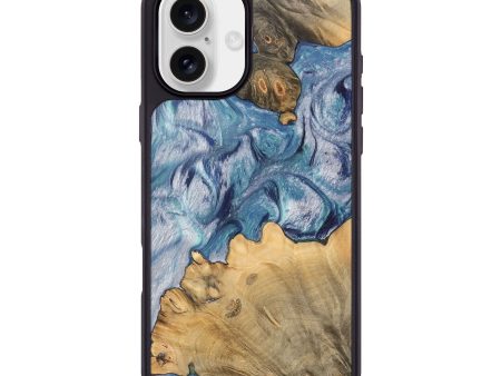 iPhone 16 Plus Wood Phone Case - Sharl (Blue, 743998) Online