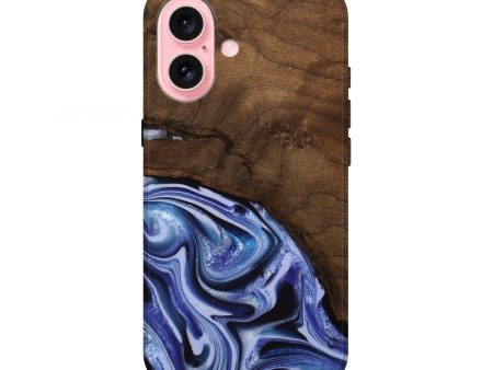 iPhone 16 Wood Live Edge Phone Case - Livia (Blue, 742595) For Cheap