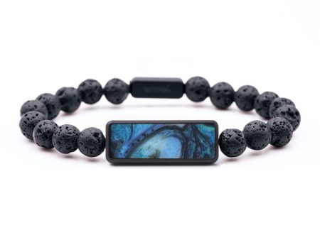 Lava Bead Wood Bracelet - Lacey (Blue, 742937) Online now