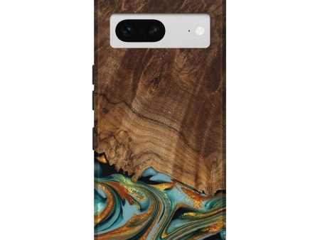 Pixel 7 Wood Live Edge Phone Case - Huong (Teal & Gold, 742973) Discount