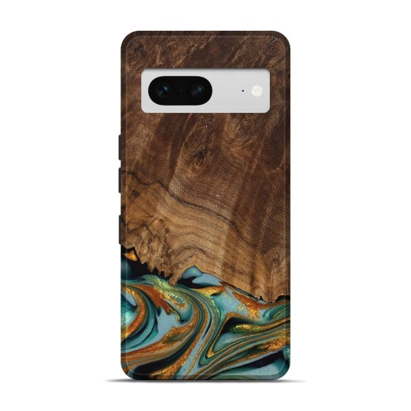 Pixel 7 Wood Live Edge Phone Case - Huong (Teal & Gold, 742973) Discount