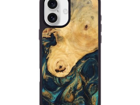 iPhone 16 Plus Wood Phone Case - Kippie (Teal & Gold, 743419) For Cheap