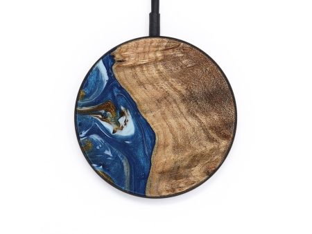 Circle Wood Wireless Charger - Chong (Teal & Gold, 743070) on Sale