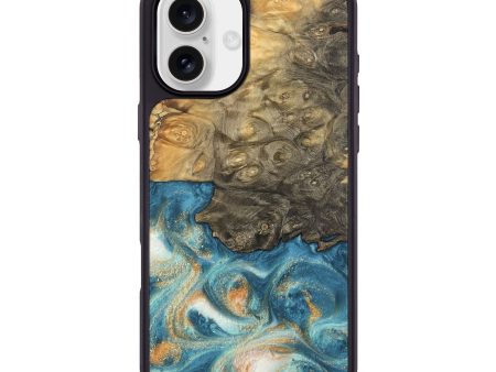 iPhone 16 Plus Wood Phone Case - Tildy (Teal & Gold, 743433) For Discount