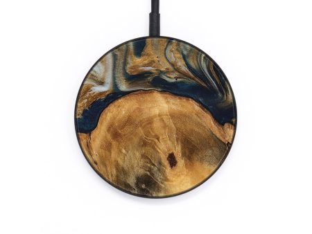 Circle Wood Wireless Charger - Carlynn (Teal & Gold, 743948) Online Sale