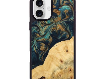 iPhone 16 Plus Wood Phone Case - Ellynn (Teal & Gold, 743438) Online now