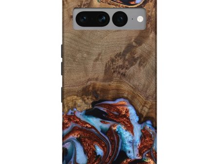 Pixel 7 Pro Wood Live Edge Phone Case - Andrei (Teal & Gold, 742962) Supply