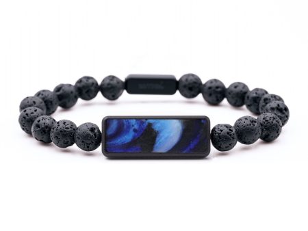 Lava Bead Wood Bracelet - Reese (Blue, 742913) For Cheap