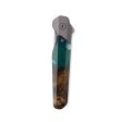 Live Edge Wood Pocket Knife - River (Teal & Gold, 742623) For Cheap