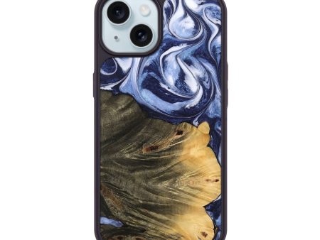 iPhone 15 Wood Phone Case - Jeana (Blue, 742682) Supply