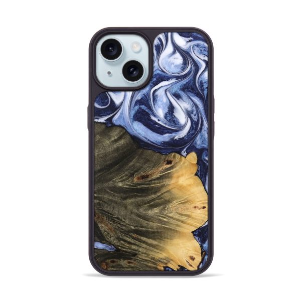 iPhone 15 Wood Phone Case - Jeana (Blue, 742682) Supply