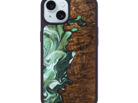 iPhone 15 Wood Phone Case - Puran (Green, 743629) Cheap