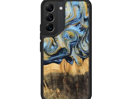 Galaxy S22 Wood Phone Case - Denzil (Teal & Gold, 743916) Online