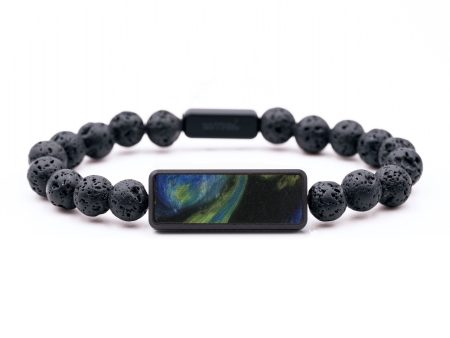 Lava Bead Wood Bracelet - Imogene (Blue, 743727) Sale