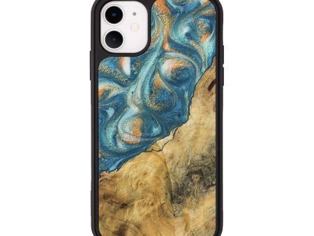 iPhone 11 Wood Phone Case - Leopold (Teal & Gold, 743460) For Cheap