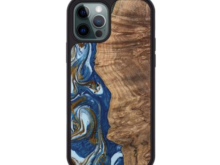 iPhone 12 Pro Wood Phone Case - Chong (Teal & Gold, 743070) Cheap