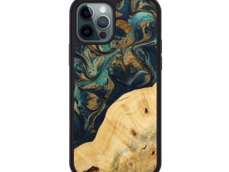 iPhone 12 Pro Wood Phone Case - Ellynn (Teal & Gold, 743438) Supply