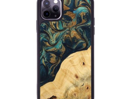 iPhone 11 Pro Max Wood Phone Case - Ellynn (Teal & Gold, 743438) Cheap