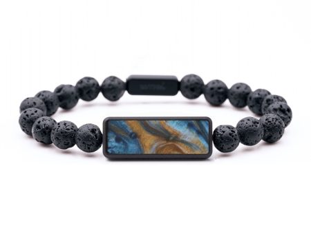 Lava Bead Wood Bracelet - Parker (Teal & Gold, 743702) For Cheap