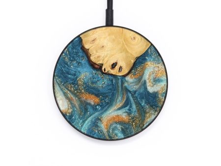 Circle Wood Wireless Charger - Captain (Teal & Gold, 743452) Online now