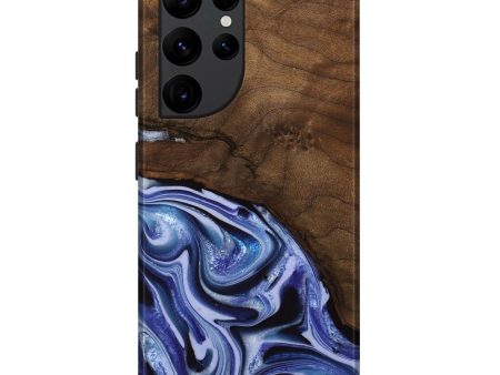 Galaxy S22 Ultra Wood Live Edge Phone Case - Livia (Blue, 742595) For Discount