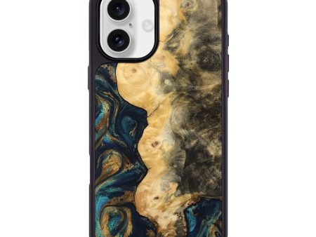 iPhone 16 Plus Wood Phone Case - Hamp (Teal & Gold, 743422) Supply