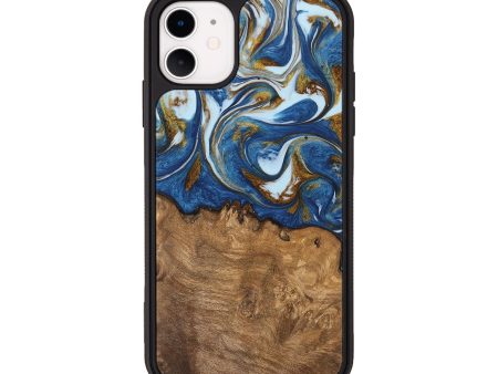 iPhone 11 Wood Phone Case - Haroon (Teal & Gold, 743031) Sale