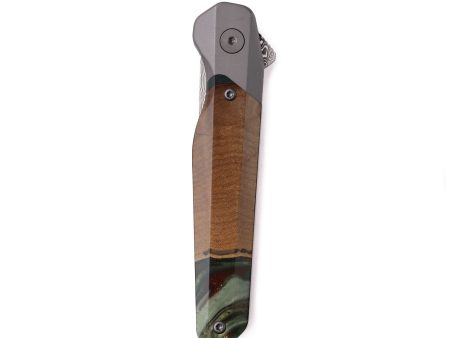 Live Edge Wood Pocket Knife - Lorraine (Green, 742615) Cheap