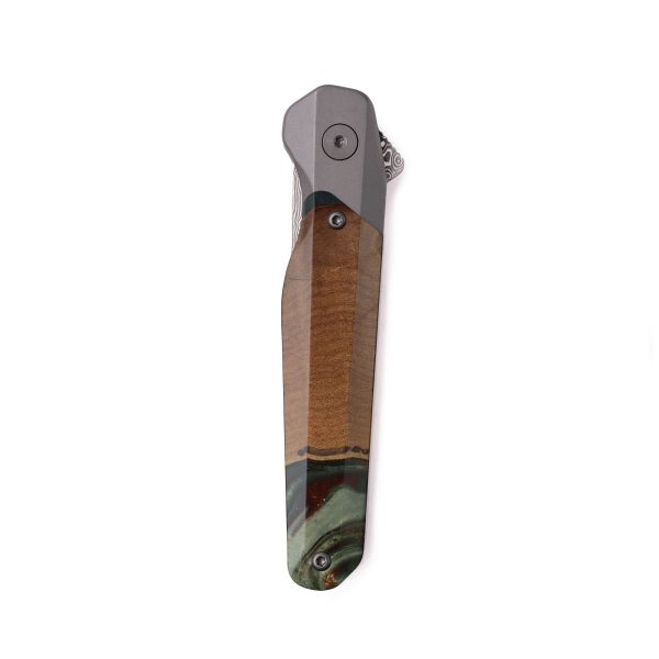 Live Edge Wood Pocket Knife - Lorraine (Green, 742615) Cheap