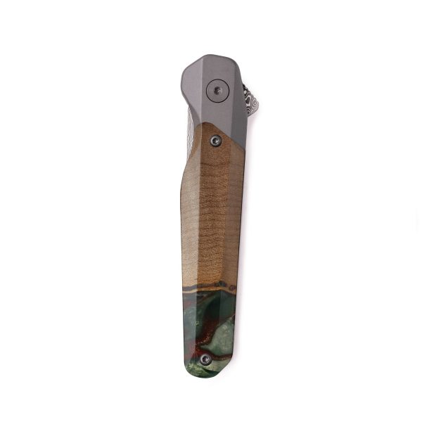 Live Edge Wood Pocket Knife - Marcella (Green, 742618) Online Sale