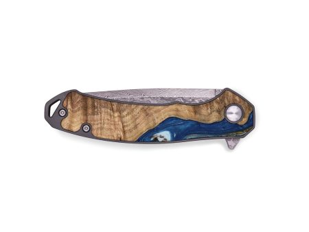 EDC Wood Pocket Knife - Chong (Teal & Gold, 743070) Online now