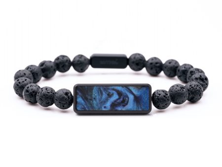 Lava Bead Wood Bracelet - Stephanie (Blue, 742919) For Sale