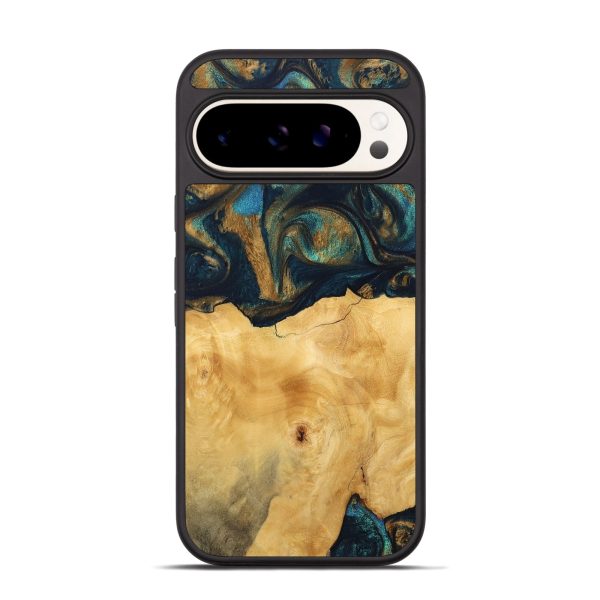 Pixel 9 Wood Phone Case - Margot (Teal & Gold, 743423) Online Hot Sale