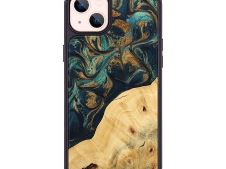 iPhone 14 Plus Wood Phone Case - Ellynn (Teal & Gold, 743438) Online Hot Sale