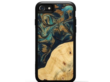 iPhone SE Wood Phone Case - Ellynn (Teal & Gold, 743438) Discount