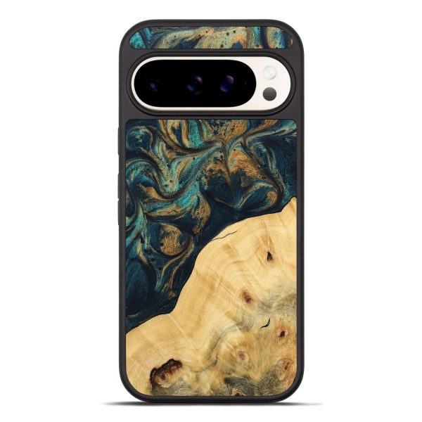 Pixel 9 Pro XL Wood Phone Case - Ellynn (Teal & Gold, 743438) Hot on Sale