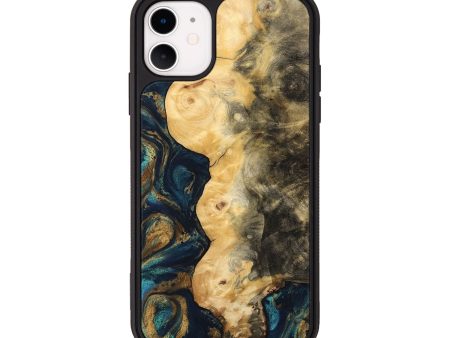 iPhone 11 Wood Phone Case - Hamp (Teal & Gold, 743422) For Discount