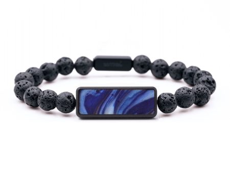 Lava Bead Wood Bracelet - Catherine (Blue, 742925) For Sale