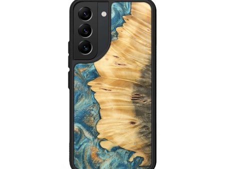 Galaxy S22 Wood Phone Case - Case (Teal & Gold, 743443) For Sale