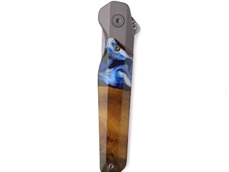 Live Edge Wood Pocket Knife - Elle (Blue, 742622) Hot on Sale