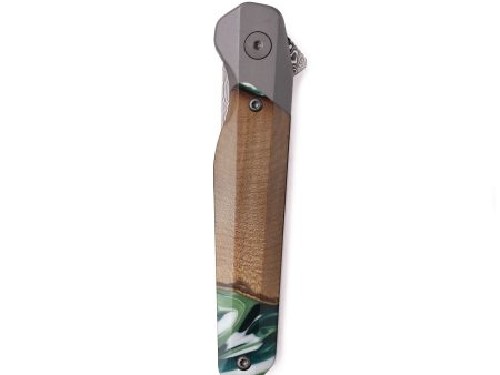 Live Edge Wood Pocket Knife - Christian (Green, 742616) Online Hot Sale