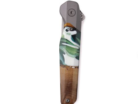 Live Edge Wood Pocket Knife - Jillian (Green, 742611) For Cheap