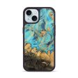 iPhone 15 Wood Phone Case - Paityn (Teal & Gold, 744058) Sale