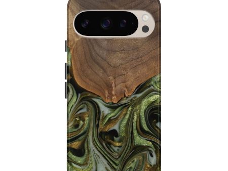 Pixel 9 Pro Wood Live Edge Phone Case - Caralie (Green, 742573) Cheap