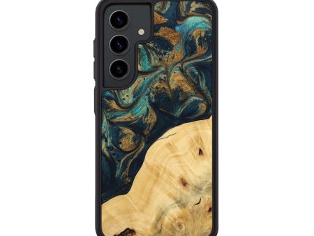 Galaxy S24 Wood Phone Case - Ellynn (Teal & Gold, 743438) Online now