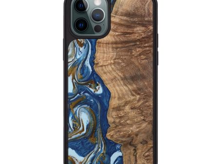 iPhone 12 Pro Max Wood Phone Case - Chong (Teal & Gold, 743070) Online now