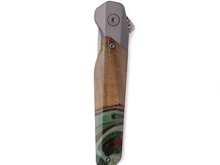 Live Edge Wood Pocket Knife - Bertha (Green, 742609) Discount