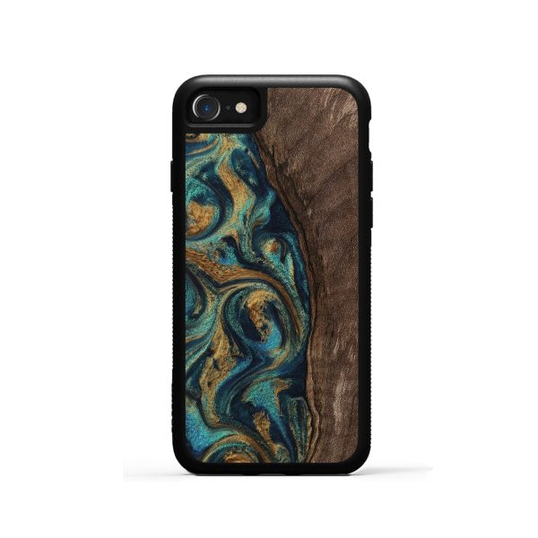 iPhone SE Wood Phone Case - Jaxson (Teal & Gold, 743425) Hot on Sale