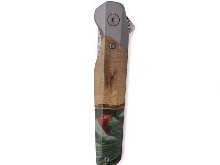 Live Edge Wood Pocket Knife - Major (Green, 742607) on Sale