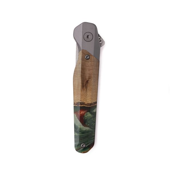 Live Edge Wood Pocket Knife - Major (Green, 742607) on Sale